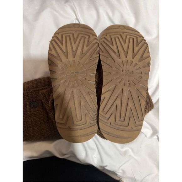 Sz 7 sweater knit tan gold/brown Cardy UGG boots tall or fold over wear - Picture 6 of 13